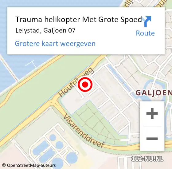 Locatie op kaart van de 112 melding: Trauma helikopter Met Grote Spoed Naar Lelystad, Galjoen 07 op 6 november 2024 00:26