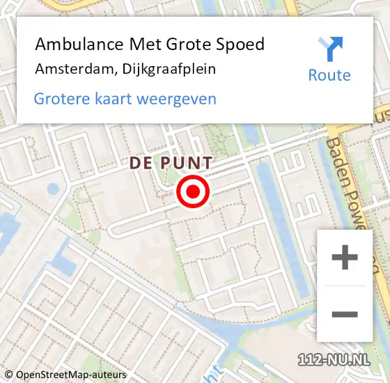 Locatie op kaart van de 112 melding: Ambulance Met Grote Spoed Naar Amsterdam, Dijkgraafplein op 6 november 2024 00:28