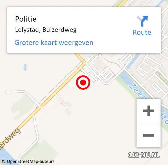 Locatie op kaart van de 112 melding: Politie Lelystad, Buizerdweg op 6 november 2024 00:29