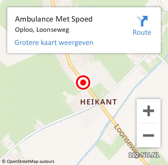 Locatie op kaart van de 112 melding: Ambulance Met Spoed Naar Oploo, Loonseweg op 26 oktober 2014 00:56