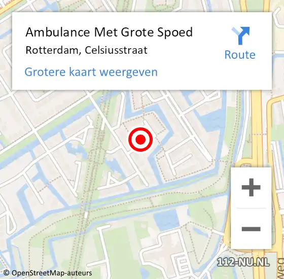 Locatie op kaart van de 112 melding: Ambulance Met Grote Spoed Naar Rotterdam, Celsiusstraat op 6 november 2024 01:27