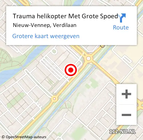 Locatie op kaart van de 112 melding: Trauma helikopter Met Grote Spoed Naar Nieuw-Vennep, Verdilaan op 6 november 2024 01:52