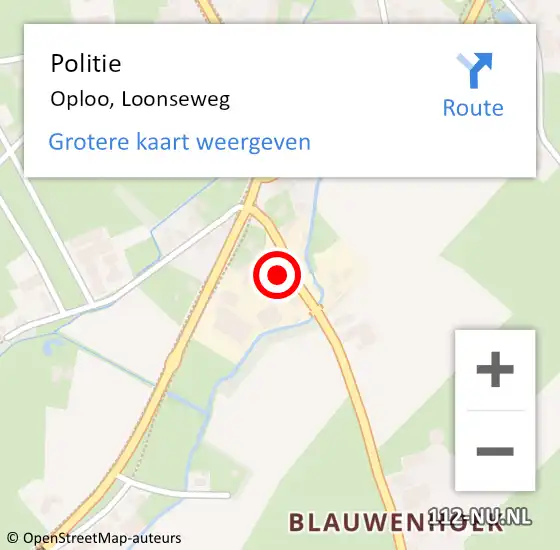 Locatie op kaart van de 112 melding: Politie Oploo, Loonseweg op 26 oktober 2014 01:00