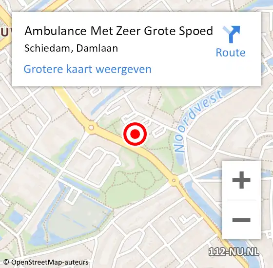 Locatie op kaart van de 112 melding: Ambulance Met Zeer Grote Spoed Naar Schiedam, Damlaan op 6 november 2024 02:14