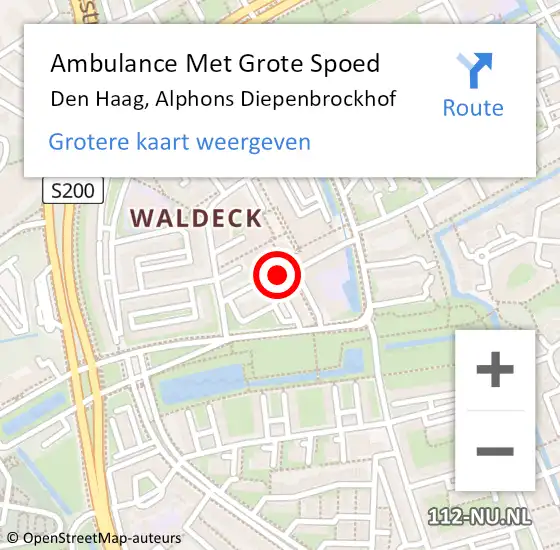 Locatie op kaart van de 112 melding: Ambulance Met Grote Spoed Naar Den Haag, Alphons Diepenbrockhof op 6 november 2024 02:32