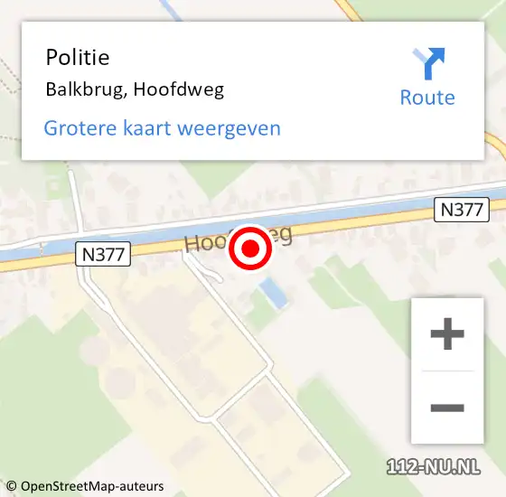 Locatie op kaart van de 112 melding: Politie Balkbrug, Hoofdweg op 6 november 2024 02:50