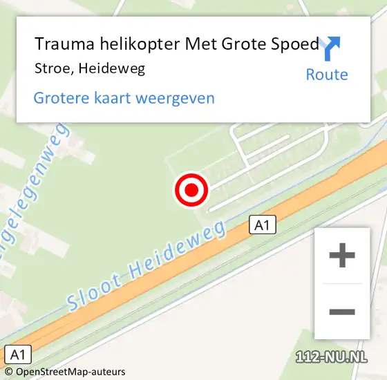 Locatie op kaart van de 112 melding: Trauma helikopter Met Grote Spoed Naar Stroe, Heideweg op 6 november 2024 02:59