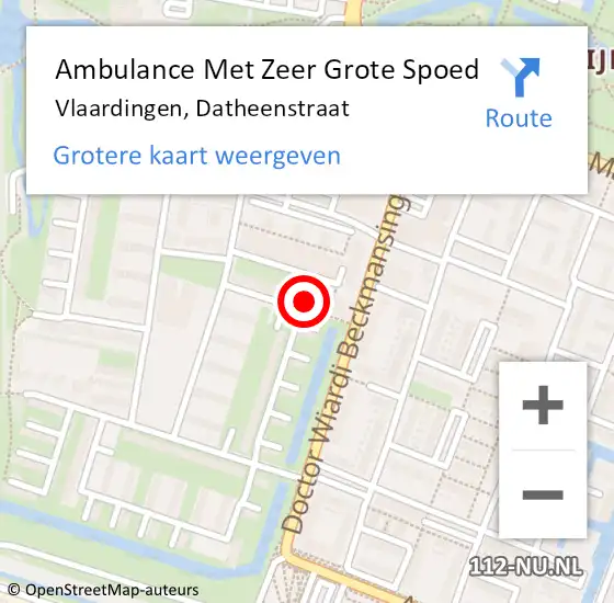 Locatie op kaart van de 112 melding: Ambulance Met Zeer Grote Spoed Naar Vlaardingen, Datheenstraat op 6 november 2024 03:00