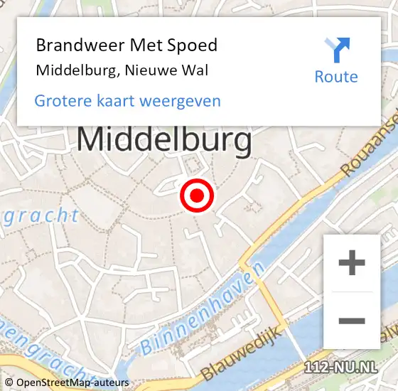 Locatie op kaart van de 112 melding: Brandweer Met Spoed Naar Middelburg, Nieuwe Wal op 6 november 2024 03:18