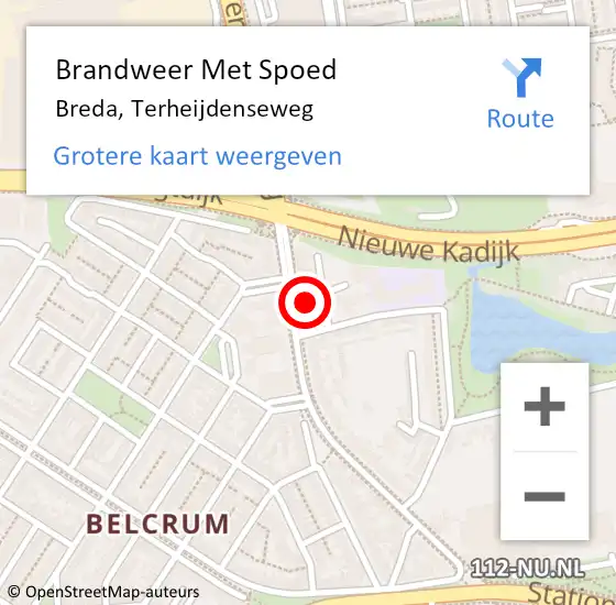 Locatie op kaart van de 112 melding: Brandweer Met Spoed Naar Breda, Terheijdenseweg op 6 november 2024 03:28