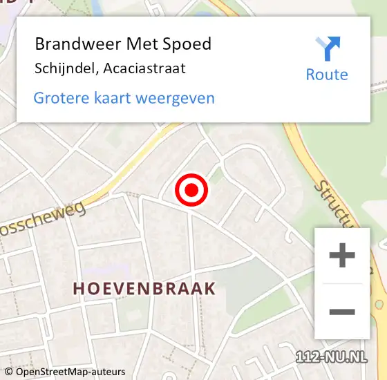 Locatie op kaart van de 112 melding: Brandweer Met Spoed Naar Schijndel, Acaciastraat op 6 november 2024 03:56