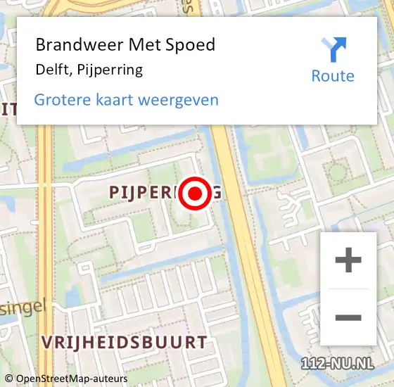 Locatie op kaart van de 112 melding: Brandweer Met Spoed Naar Delft, Pijperring op 6 november 2024 04:31