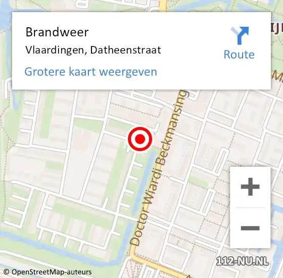 Locatie op kaart van de 112 melding: Brandweer Vlaardingen, Datheenstraat op 6 november 2024 04:39