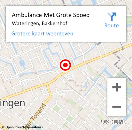 Locatie op kaart van de 112 melding: Ambulance Met Grote Spoed Naar Wateringen, Bakkershof op 6 november 2024 04:47