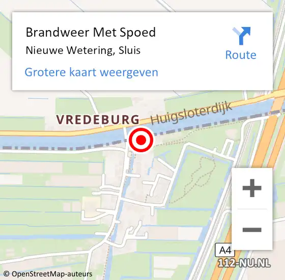 Locatie op kaart van de 112 melding: Brandweer Met Spoed Naar Nieuwe Wetering, Sluis op 6 november 2024 04:50