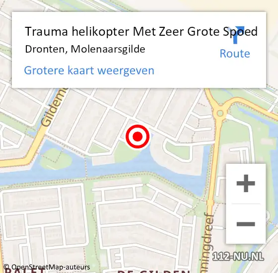 Locatie op kaart van de 112 melding: Trauma helikopter Met Zeer Grote Spoed Naar Dronten, Molenaarsgilde op 6 november 2024 04:54