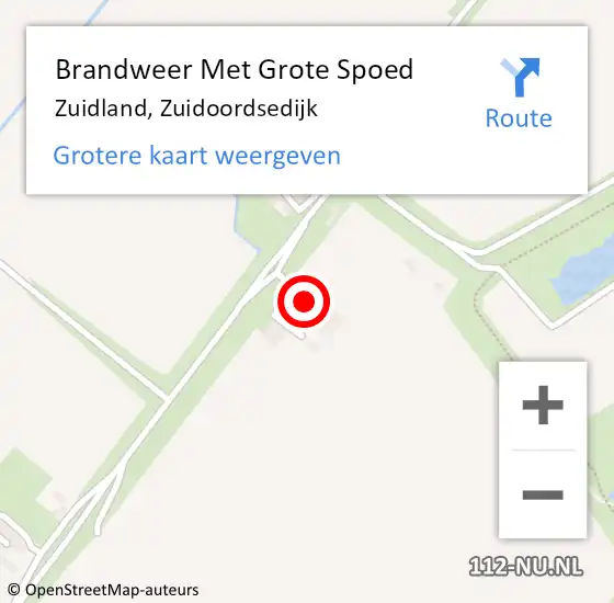 Locatie op kaart van de 112 melding: Brandweer Met Grote Spoed Naar Zuidland, Zuidoordsedijk op 6 november 2024 05:25