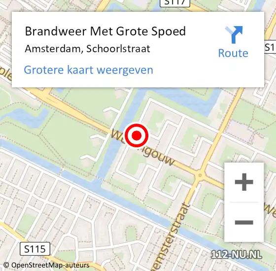 Locatie op kaart van de 112 melding: Brandweer Met Grote Spoed Naar Amsterdam, Schoorlstraat op 6 november 2024 05:27