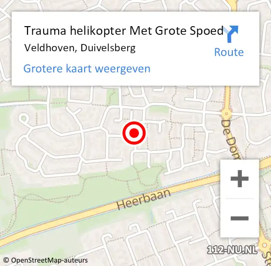 Locatie op kaart van de 112 melding: Trauma helikopter Met Grote Spoed Naar Veldhoven, Duivelsberg op 6 november 2024 06:15