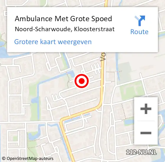 Locatie op kaart van de 112 melding: Ambulance Met Grote Spoed Naar Noord-Scharwoude, Kloosterstraat op 6 november 2024 06:36