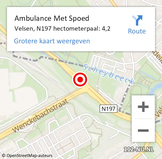 Locatie op kaart van de 112 melding: Ambulance Met Spoed Naar Velsen, N197 hectometerpaal: 4,2 op 6 november 2024 07:28