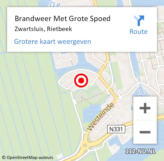 Locatie op kaart van de 112 melding: Brandweer Met Grote Spoed Naar Zwartsluis, Rietbeek op 6 november 2024 07:59