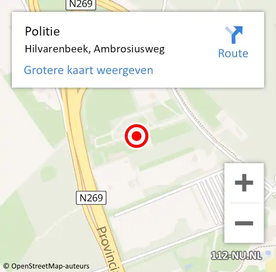 Locatie op kaart van de 112 melding: Politie Hilvarenbeek, Ambrosiusweg op 6 november 2024 08:15