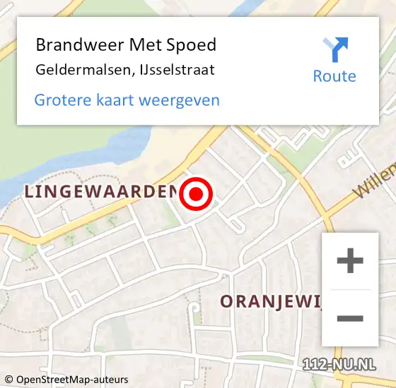 Locatie op kaart van de 112 melding: Brandweer Met Spoed Naar Geldermalsen, IJsselstraat op 6 november 2024 08:30