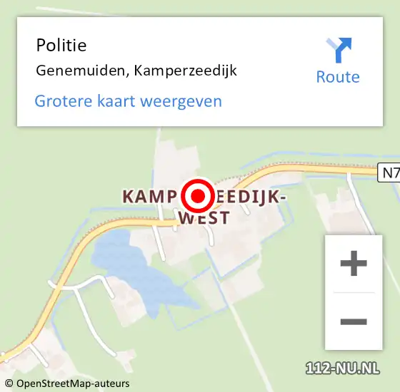 Locatie op kaart van de 112 melding: Politie Genemuiden, Kamperzeedijk op 6 november 2024 08:40