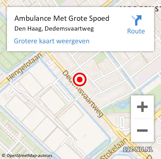 Locatie op kaart van de 112 melding: Ambulance Met Grote Spoed Naar Den Haag, Dedemsvaartweg op 6 november 2024 08:41