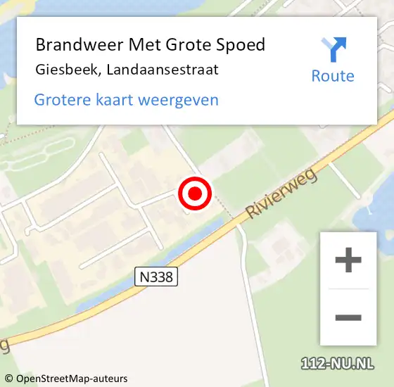 Locatie op kaart van de 112 melding: Brandweer Met Grote Spoed Naar Giesbeek, Landaansestraat op 6 november 2024 08:41