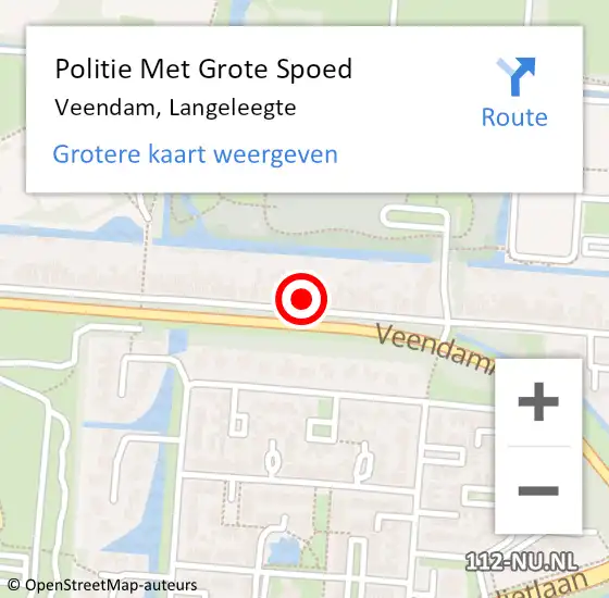 Locatie op kaart van de 112 melding: Politie Met Grote Spoed Naar Veendam, Langeleegte op 6 november 2024 08:46