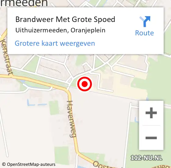 Locatie op kaart van de 112 melding: Brandweer Met Grote Spoed Naar Uithuizermeeden, Oranjeplein op 6 november 2024 08:49