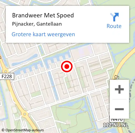 Locatie op kaart van de 112 melding: Brandweer Met Spoed Naar Pijnacker, Gantellaan op 6 november 2024 08:54