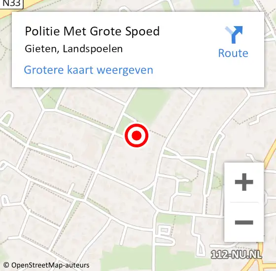 Locatie op kaart van de 112 melding: Politie Met Grote Spoed Naar Gieten, Landspoelen op 6 november 2024 09:11