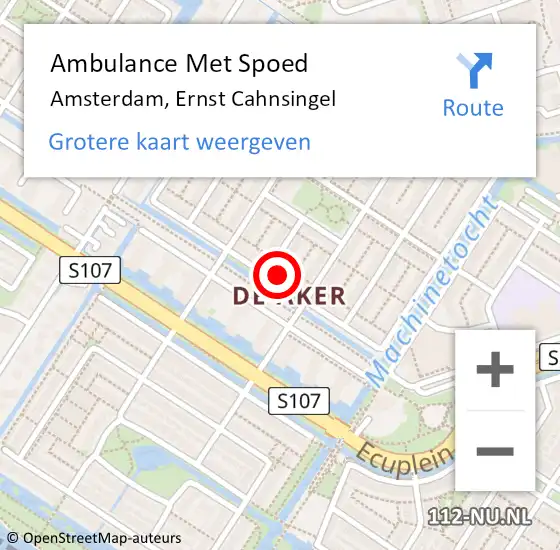 Locatie op kaart van de 112 melding: Ambulance Met Spoed Naar Amsterdam, Ernst Cahnsingel op 6 november 2024 09:12