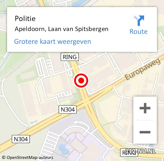 Locatie op kaart van de 112 melding: Politie Apeldoorn, Laan van Spitsbergen op 6 november 2024 09:19