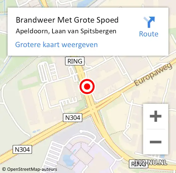 Locatie op kaart van de 112 melding: Brandweer Met Grote Spoed Naar Apeldoorn, Laan van Spitsbergen op 6 november 2024 09:19