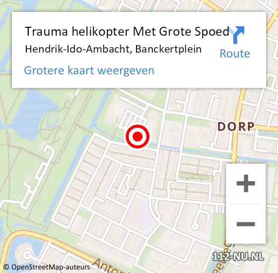 Locatie op kaart van de 112 melding: Trauma helikopter Met Grote Spoed Naar Hendrik-Ido-Ambacht, Banckertplein op 6 november 2024 09:20