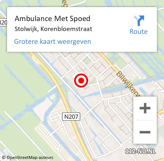 Locatie op kaart van de 112 melding: Ambulance Met Spoed Naar Stolwijk, Korenbloemstraat op 6 november 2024 09:23