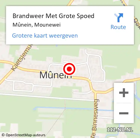 Locatie op kaart van de 112 melding: Brandweer Met Grote Spoed Naar Mûnein, Mounewei op 6 november 2024 09:50