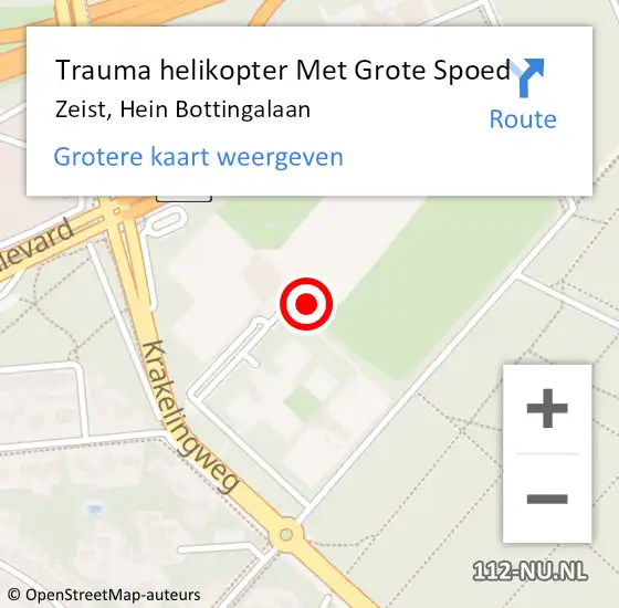 Locatie op kaart van de 112 melding: Trauma helikopter Met Grote Spoed Naar Zeist, Hein Bottingalaan op 6 november 2024 09:55