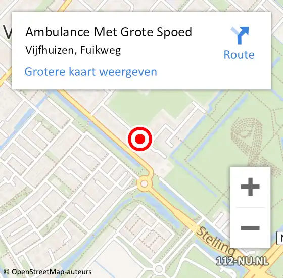 Locatie op kaart van de 112 melding: Ambulance Met Grote Spoed Naar Vijfhuizen, Fuikweg op 26 oktober 2014 01:36