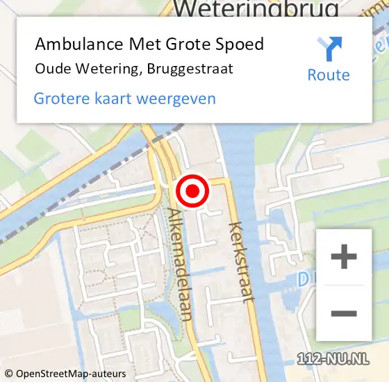 Locatie op kaart van de 112 melding: Ambulance Met Grote Spoed Naar Oude Wetering, Bruggestraat op 6 november 2024 10:16