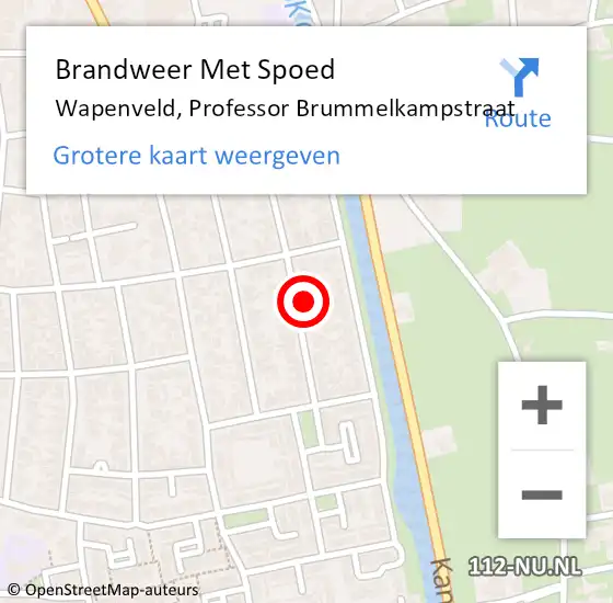 Locatie op kaart van de 112 melding: Brandweer Met Spoed Naar Wapenveld, Professor Brummelkampstraat op 6 november 2024 10:28