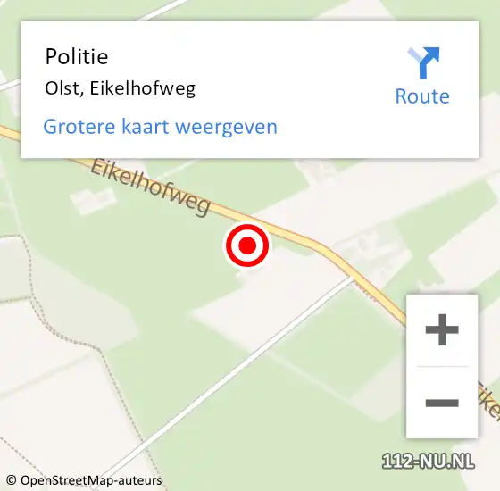 Locatie op kaart van de 112 melding: Politie Olst, Eikelhofweg op 6 november 2024 10:36