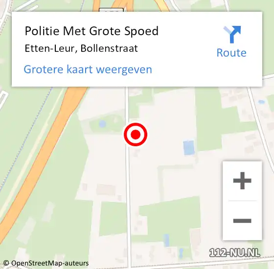 Locatie op kaart van de 112 melding: Politie Met Grote Spoed Naar Etten-Leur, Bollenstraat op 6 november 2024 10:40