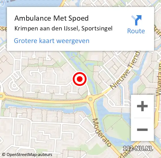 Locatie op kaart van de 112 melding: Ambulance Met Spoed Naar Krimpen aan den IJssel, Sportsingel op 6 november 2024 10:58