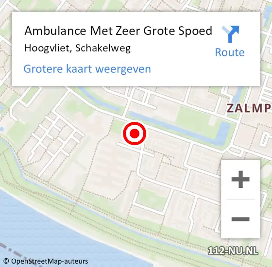 Locatie op kaart van de 112 melding: Ambulance Met Zeer Grote Spoed Naar Hoogvliet, Schakelweg op 6 november 2024 11:01