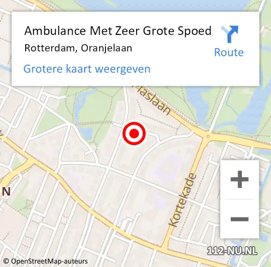 Locatie op kaart van de 112 melding: Ambulance Met Zeer Grote Spoed Naar Rotterdam, Oranjelaan op 6 november 2024 11:13